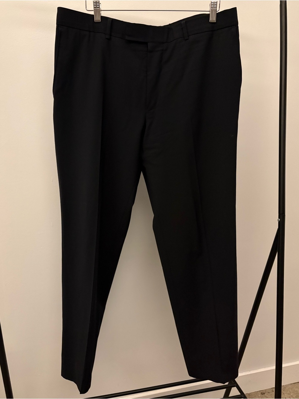 Hugo Boss Dress Pants Flat Front Scorsese/Movie Fit Wool Stretch Black 38 X 31